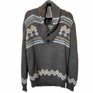 Homini Emerito Wool Blend Shawl Collar Nordic Fair Isle Sweater